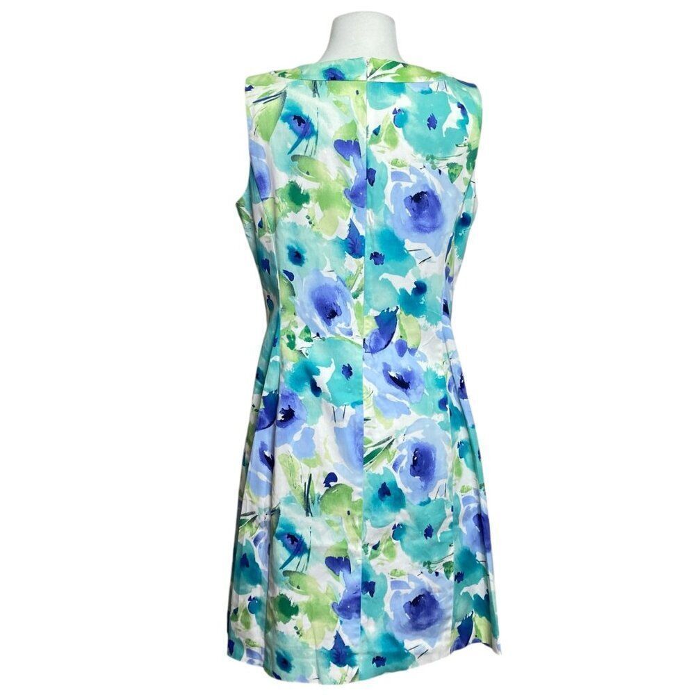 Chaps Dress Abstract Floral  Sleeveless Size 12 Watercolor - Picture 3 of 7